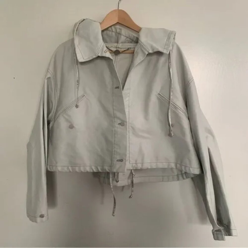 Stella McCartney oversize jacket with hoodie beige color in a heavy cotton sz 38